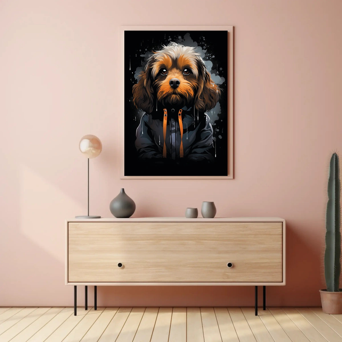 Stylized Dog Portrait: Urban Fashion Art Print