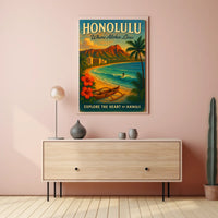 Honolulu Paradise Vintage Poster Tropical Adventure Art
