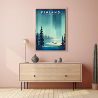 Northern Lights Finnish Wilderness Travel Poster