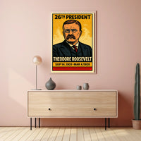 Theodore Roosevelt 26th President of the United States Inked Comic Style Poster