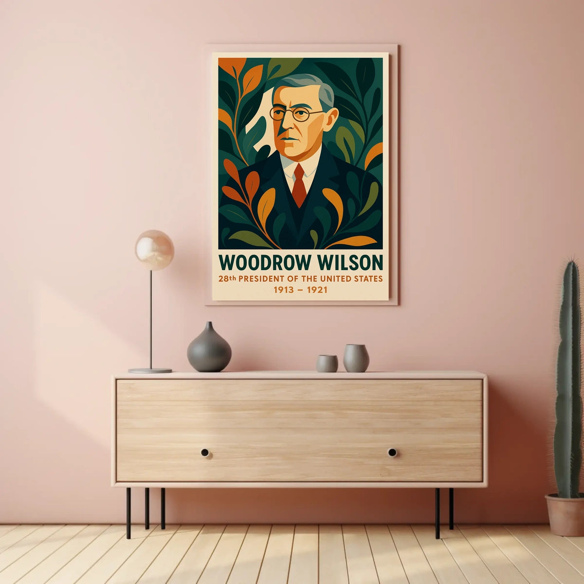 Woodrow Wilson Vintage Patriotic Graphic Art Poster