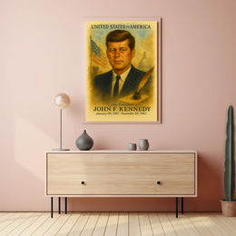 John F. Kennedy 35th President of the United States Vintage Watercolor Poster