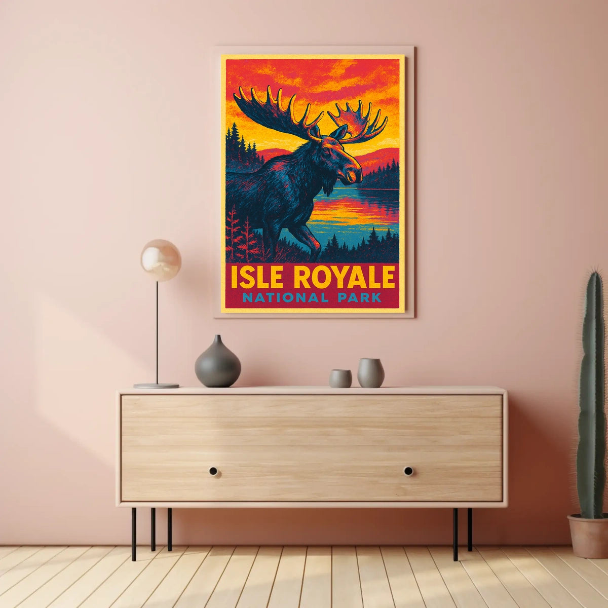 Isle Royale Moose Vintage Adventure Poster