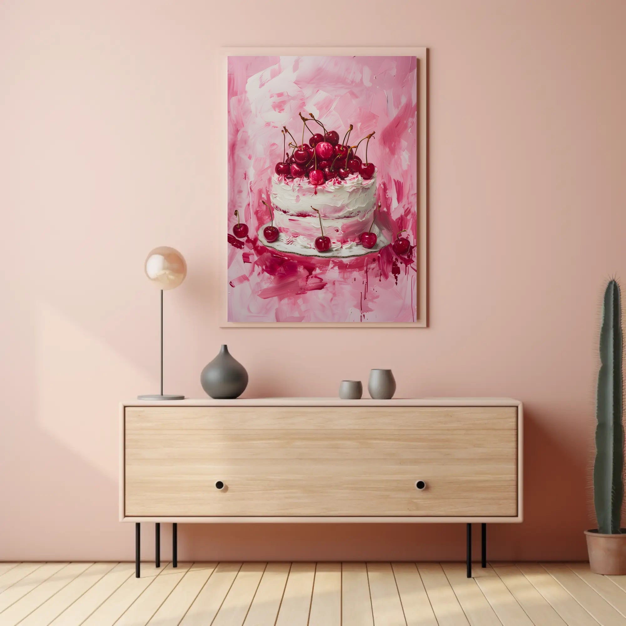 Cherry Celebration: Artistic Dessert Delight Poster PosterGoat