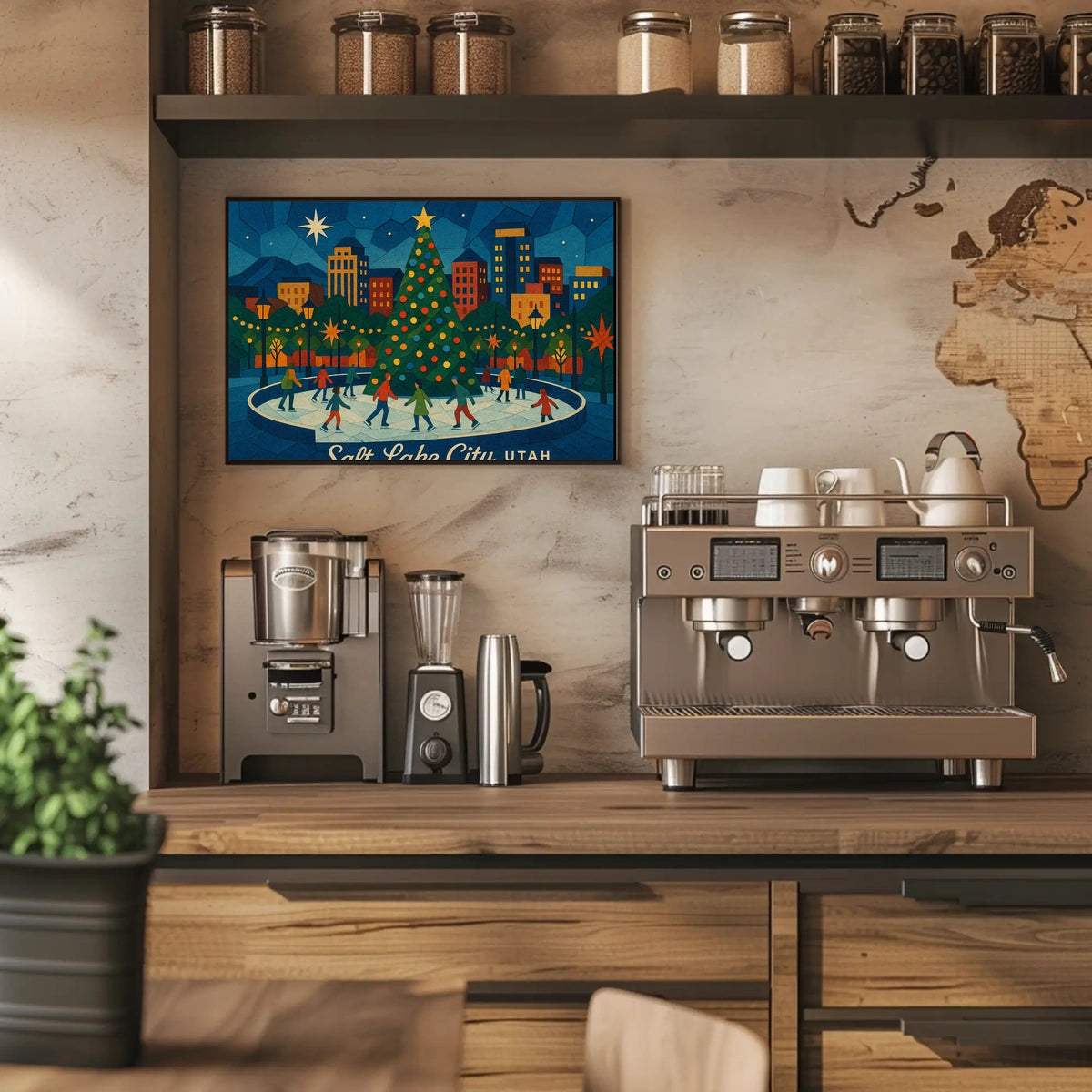 Holiday Skating Salt Lake City Festive Impressionism Poster