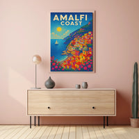 Amalfi Coast Poster Wall Art for Coastal Home Decor