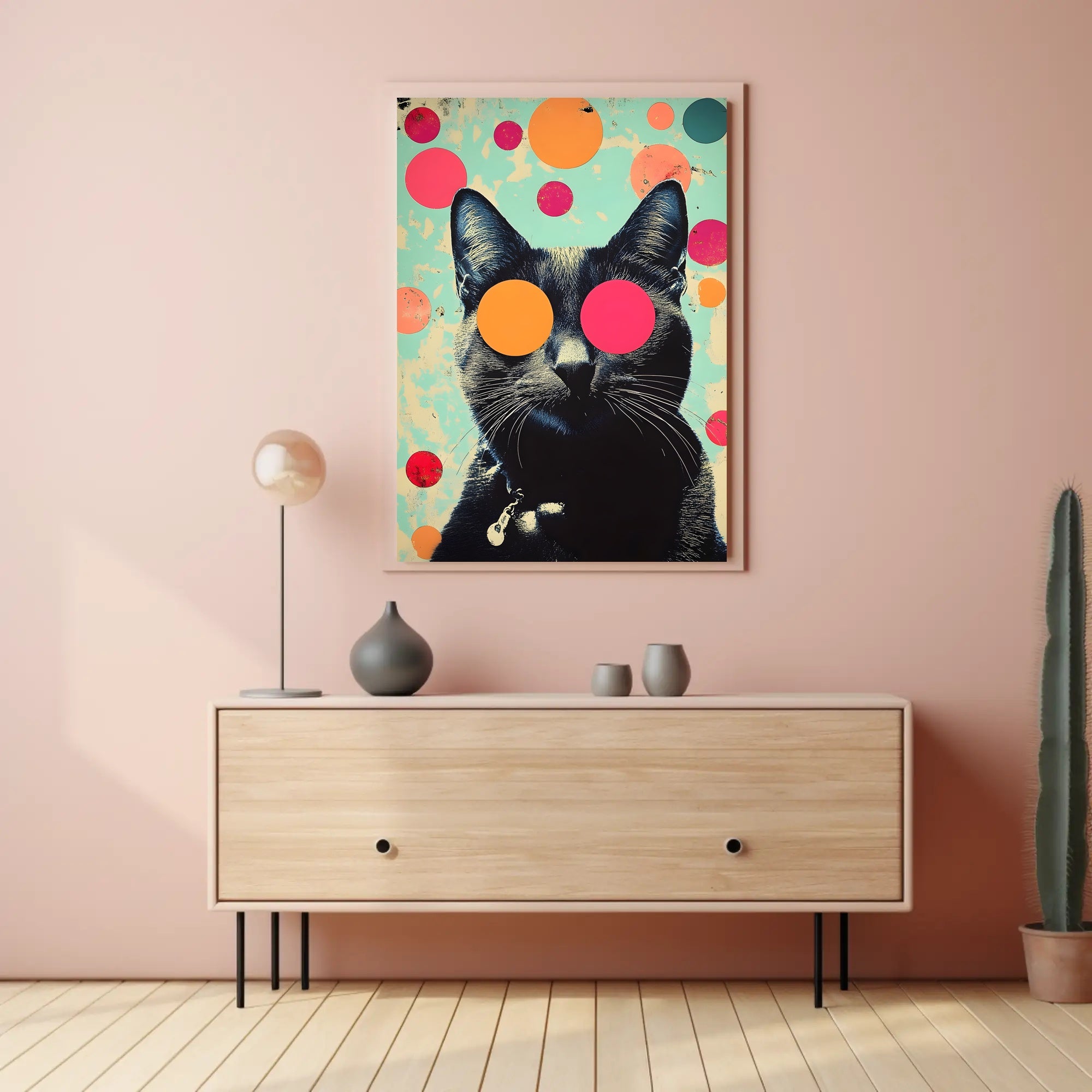 Psychedelic Cat Poster Abstract Wall Art Print