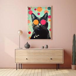 Psychedelic Cat Poster Abstract Wall Art Print
