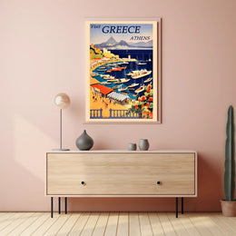 Visit Greece: Discover Athens Majestic Harbor Travel Poster