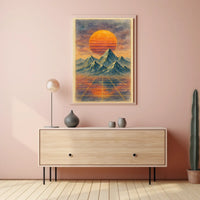 Surreal Retro-Futuristic Sunrise Futuristic Sci-Fi Poster