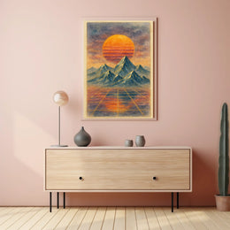 Surreal Retro-Futuristic Sunrise Futuristic Sci-Fi Poster