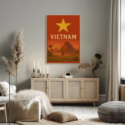 Vietnamese Serenity Travel Art: Vintage Exploration Travel Poster