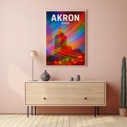 Akron, Ohio Vibrant Cityscape Poster