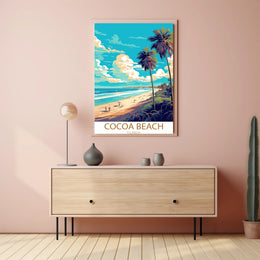 Cocoa Beach Sunlit Vintage Travel Poster