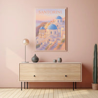 Santorini Sunset Pastel Impressionist Romantic Poster