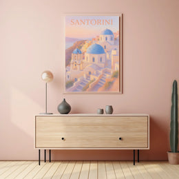 Santorini Sunset Pastel Impressionist Romantic Poster