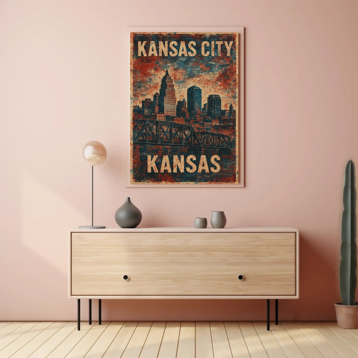 Kansas City Skyline Vintage Nostalgic Poster