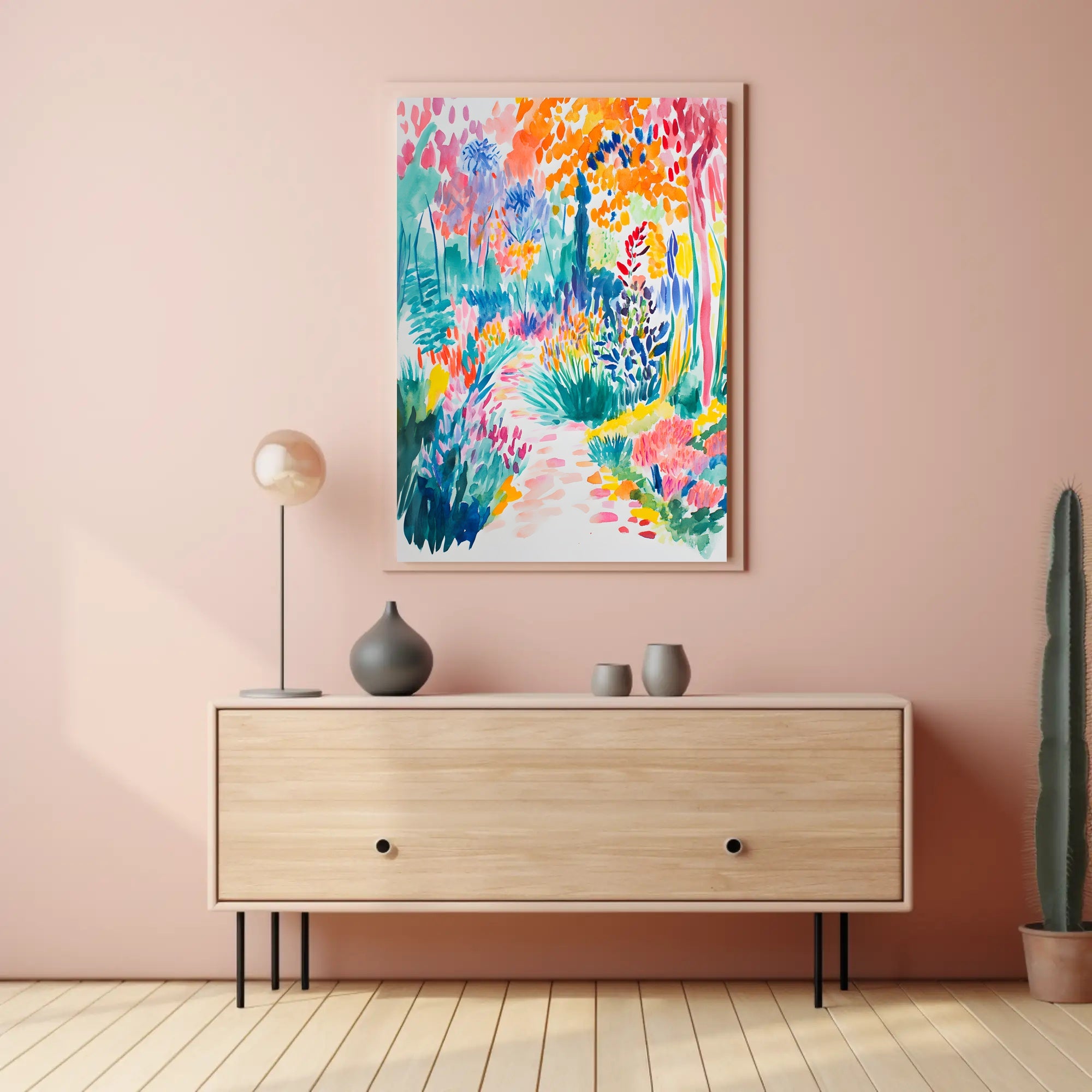 Vibrant Garden Scene Artistic Poster