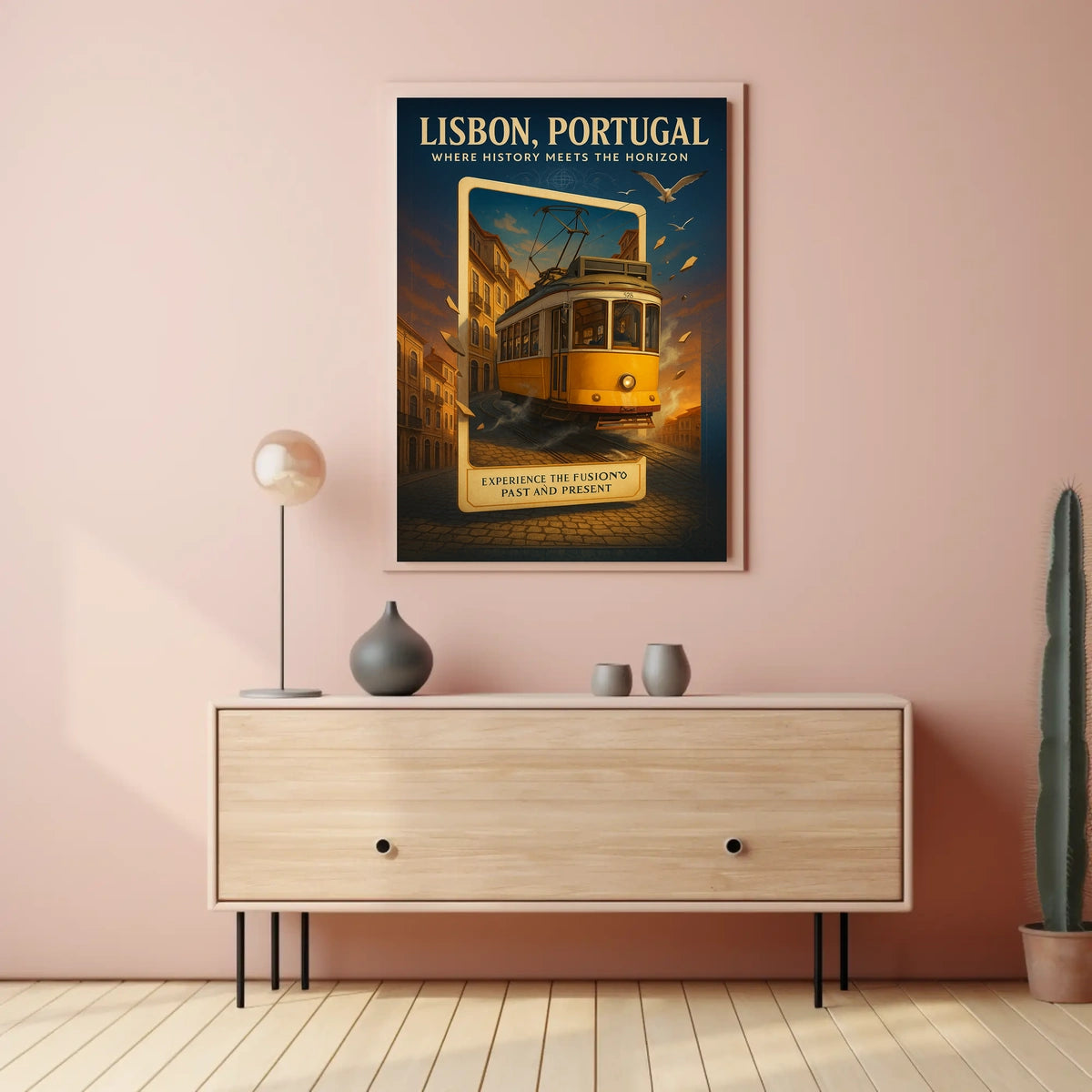 Lisbon Tram Vintage Artistic Cultural Heritage Poster