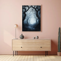 Mysterious and Eerie Forest Scene Artistic Poster