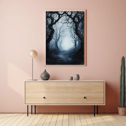Mysterious and Eerie Forest Scene Artistic Poster