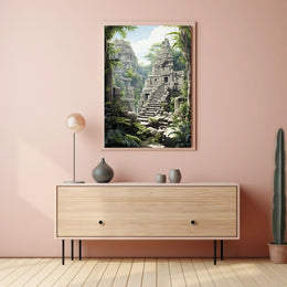 Ancient Stone Temple in Jungle Cultural or Heritage Poster
