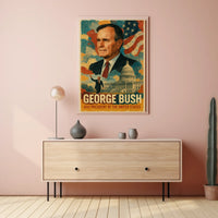 George H. W. Bush 41st President of the United States Layered Digital Collage Poster