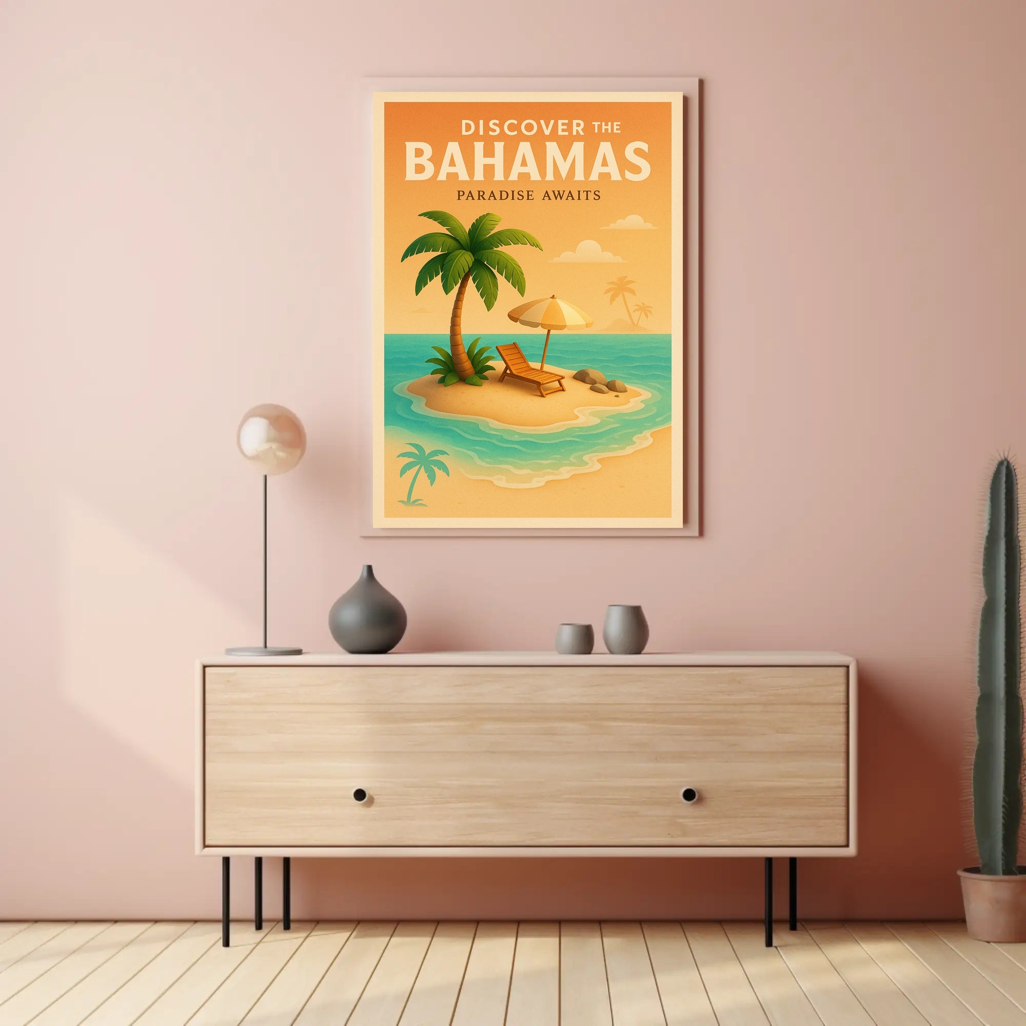Bahamas Tropical Paradise Vintage Travel Poster
