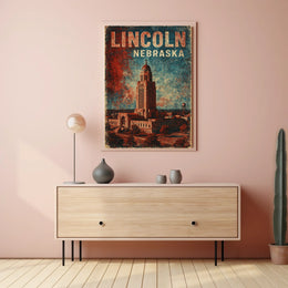 Lincoln Cityscape Travel Minimalist Poster