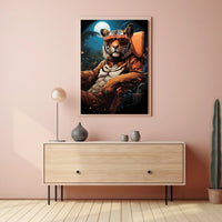 Lush Tropical Tiger Sitting Sunglasses Animal Poster