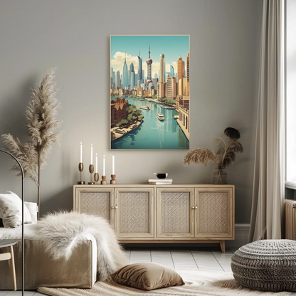 Shanghai Modern Skyline and River Travel Poster