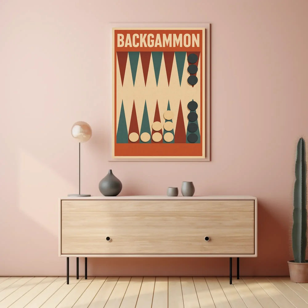 Backgammon Vintage Style Board Game Art Poster
