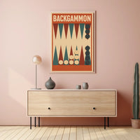 Backgammon Vintage Style Board Game Art Poster
