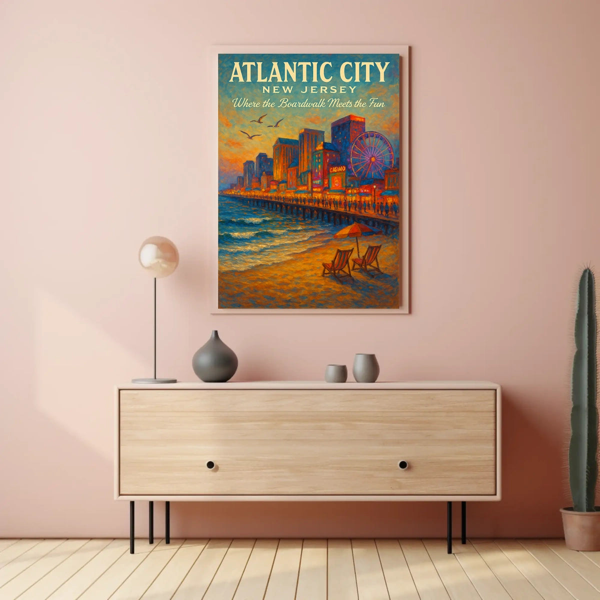 Atlantic City Where the Boardwalk Meets the Fun Poster