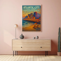 Atlantic City Where the Boardwalk Meets the Fun Poster