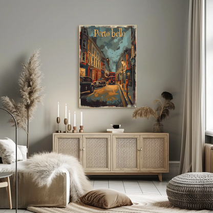 Portobello Road London Vintage Street Travel Poster