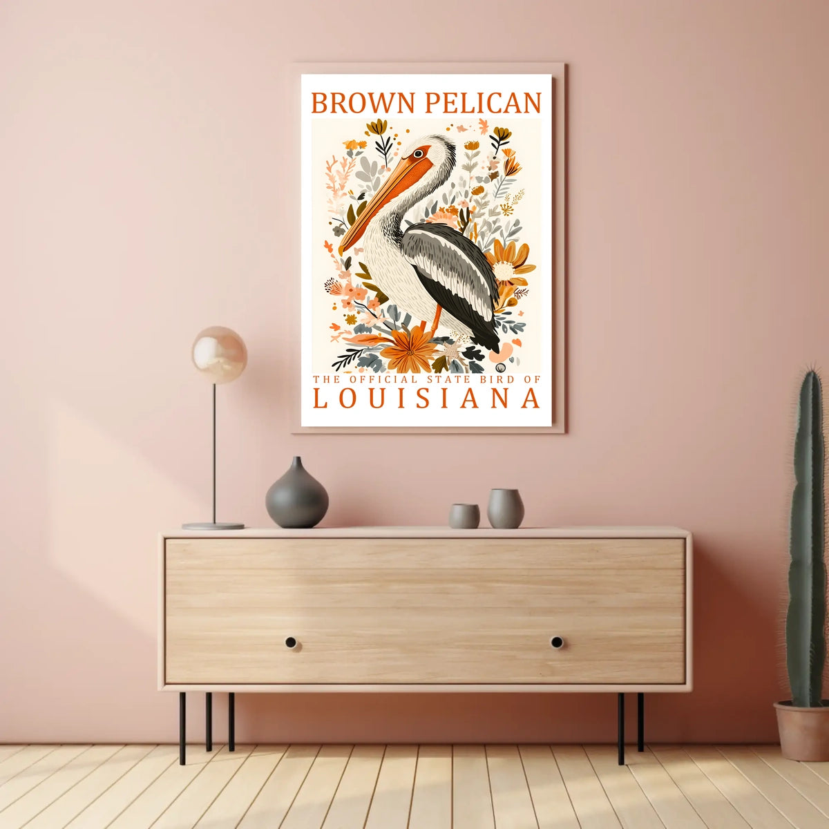 Brown Pelican Louisiana Nature Art Poster Print