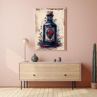 Vintage Glass Bottle Illustration Print - Abstract, Artistic, or Pop Culture Poster