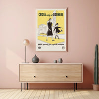 Pedestrian Safety Vintage Poster Mid-Century Educational or Infographic Poster PosterGoat
