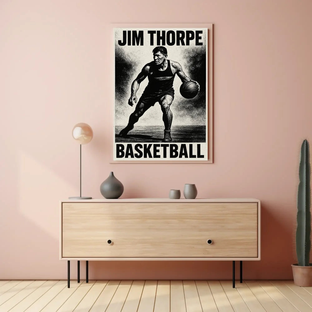Dynamic Basketball Action Stylized Art Poster
