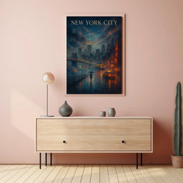 New York City Urban Nightscape Poster
