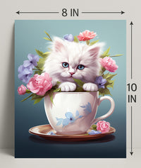 Kitten In A Teacup Poster PosterGoat