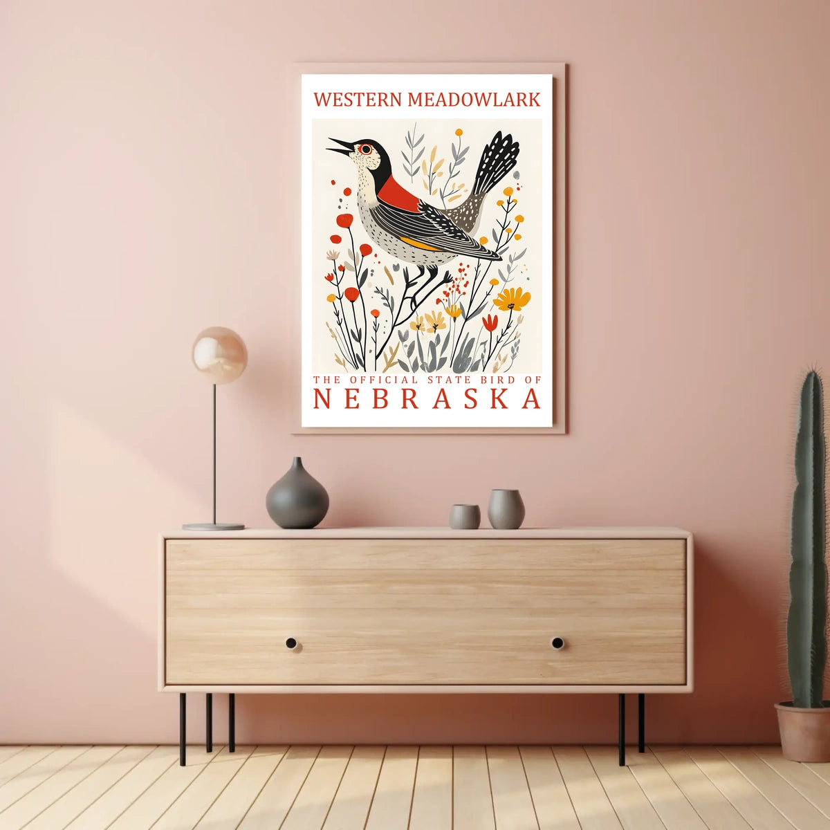 Western Meadowlark State Bird Art Poster Print