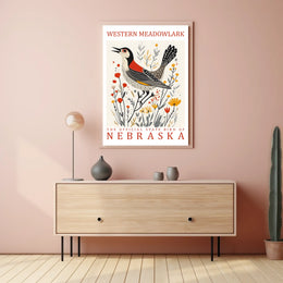 Western Meadowlark State Bird Art Poster Print