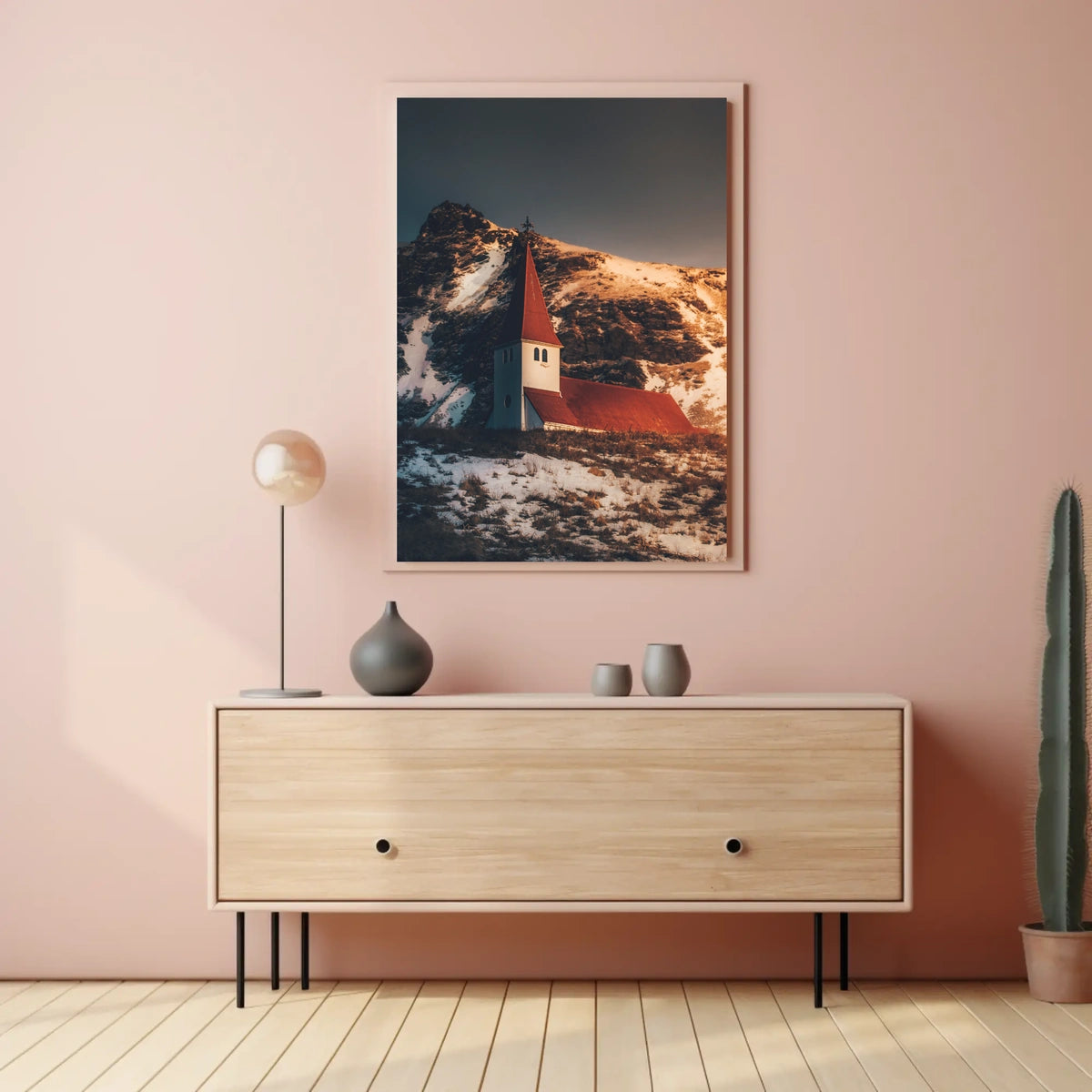 Church At Dusk In The Mountains Poster