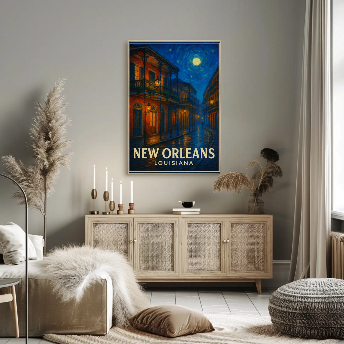 New Orleans Louisiana Starry Night French Quarter Travel Poster