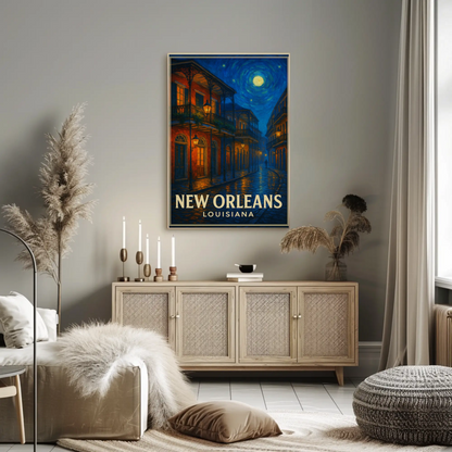 New Orleans Louisiana Starry Night French Quarter Travel Poster