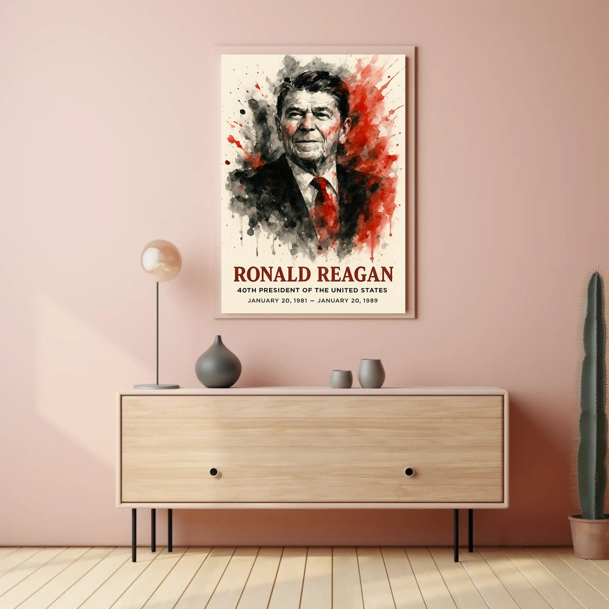 Ronald Reagan 40th President Retro 80s Poster