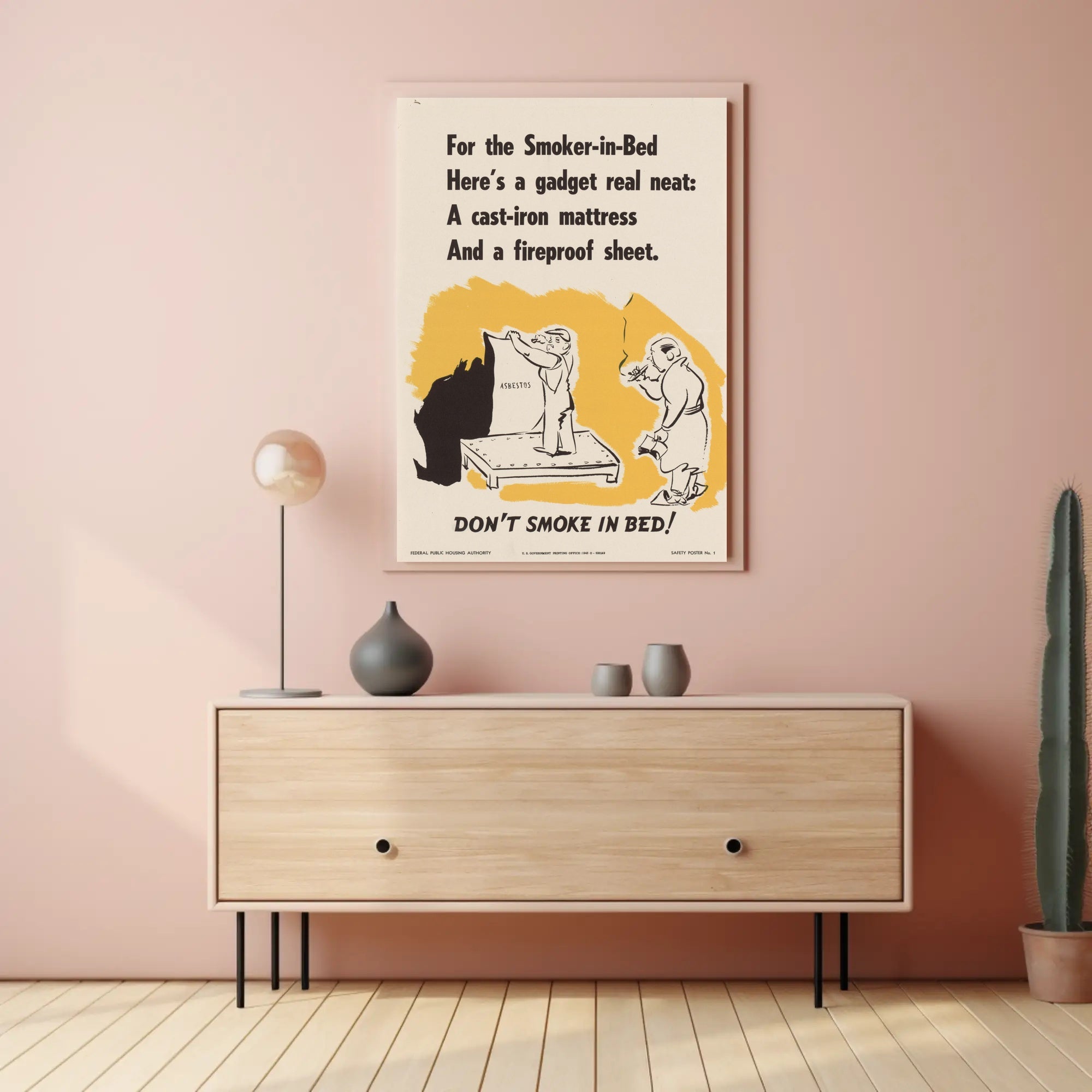 Don't Smoke in Bed Safety Poster PosterGoat