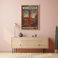 Worcester Massachusetts Skyline Minimalist Travel Poster